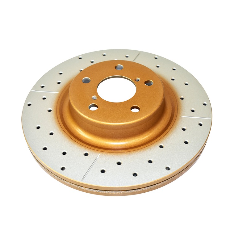 Subaru Impreza WRX Street Gold Cross-drilled slotted KP F Disc Brake Rotors
