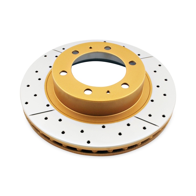 Street Gold Cross-drilled slotted KP Toyota FJ Cruiser Fortuner 08-> Hi-Lux 4X4