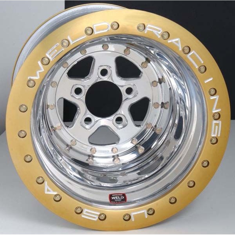 Weld Racing AlumaStar 2.0 16 x 15 Double Bead-Loc Wheel – Polished Finish with Gold Bead-Lo