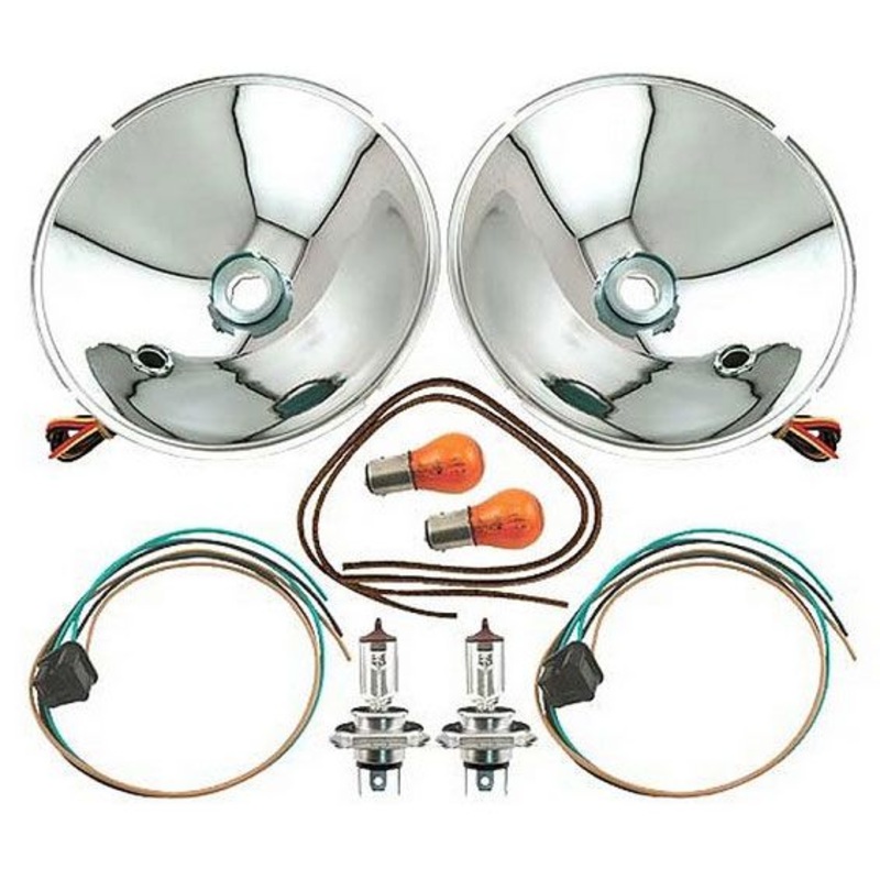 Vintique Vintique Inc 12V Halogen Headlight Reflector Kit With Turn Signal VI4813027QK12T